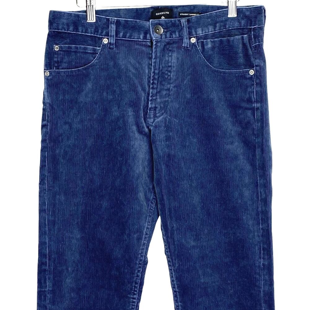 QUICKSILVER Kracker Blue Straight Leg Corduroy Pants Mens 30 Skater Surfer NWT